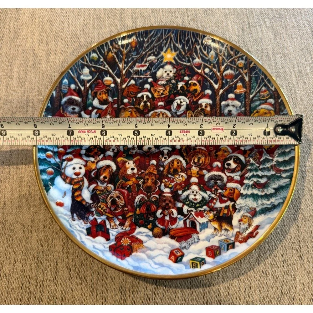 Franklin Mint Bill Bell Santa Paws Christmas Plate 8'' Numbered 1017